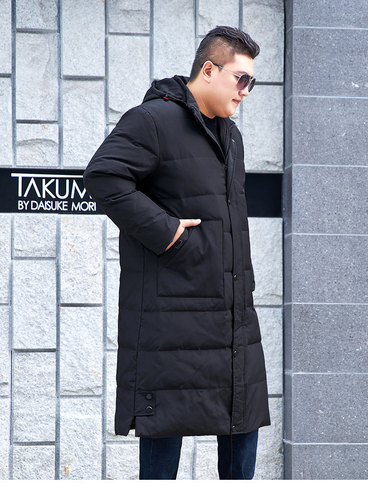 Plus Size Men’s Down Hood Long Length Winter Jacket