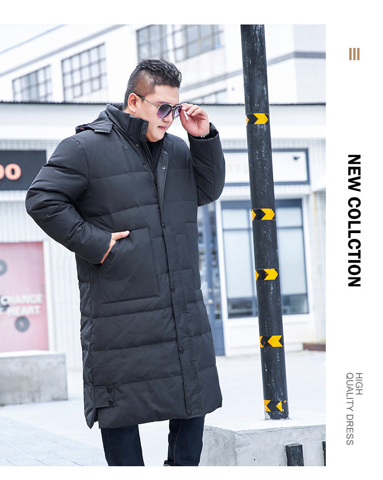 Plus Size Men’s Down Hood Long Length Winter Jacket