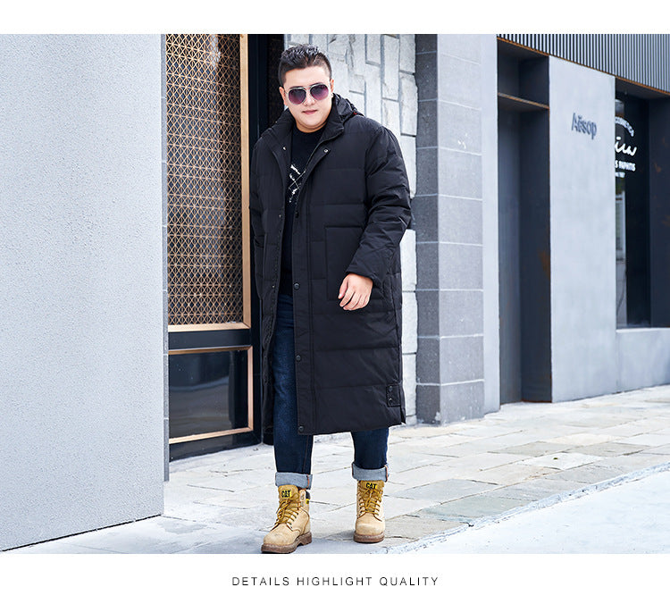 Plus Size Men’s Down Hood Long Length Winter Jacket