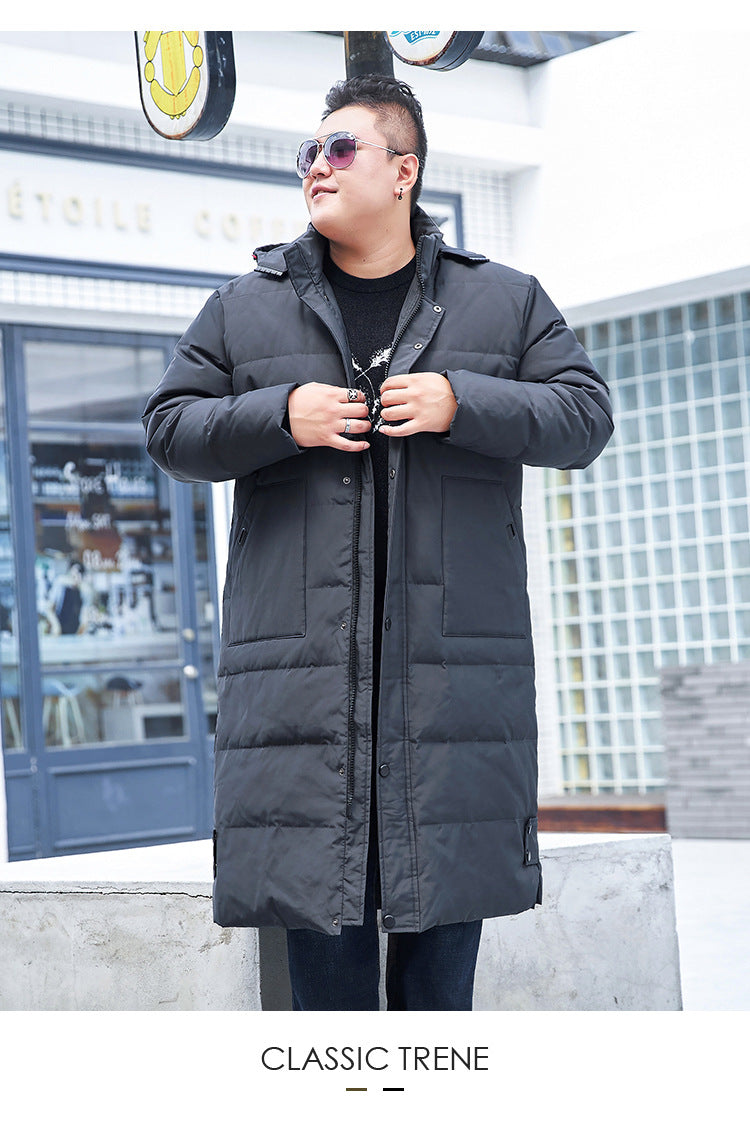 Plus Size Men’s Down Hood Long Length Winter Jacket