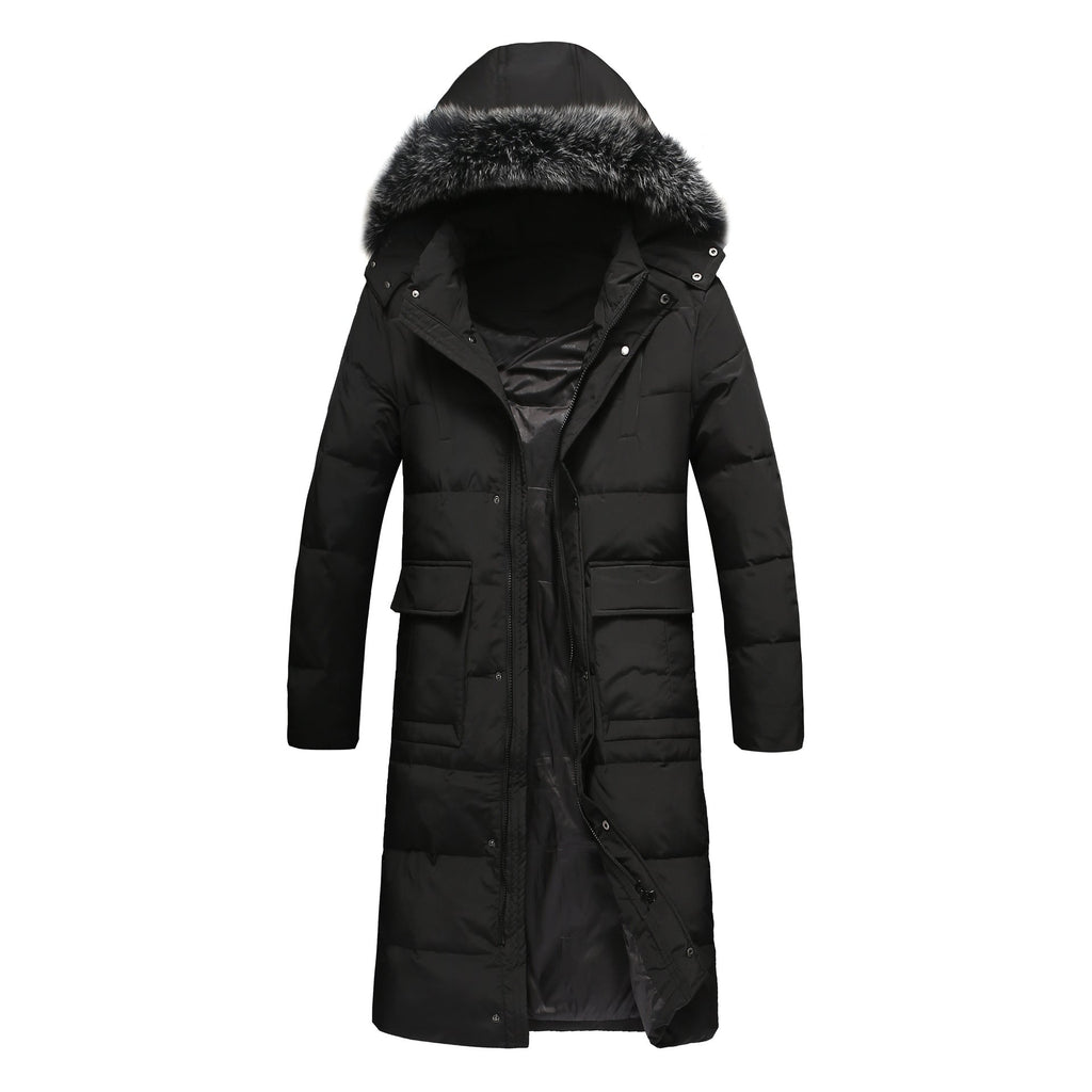 Plus Size Men’s Down Fur Hood Long Length Winter Jacket