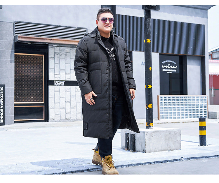 Plus Size Men’s Down Hood Long Length Winter Jacket