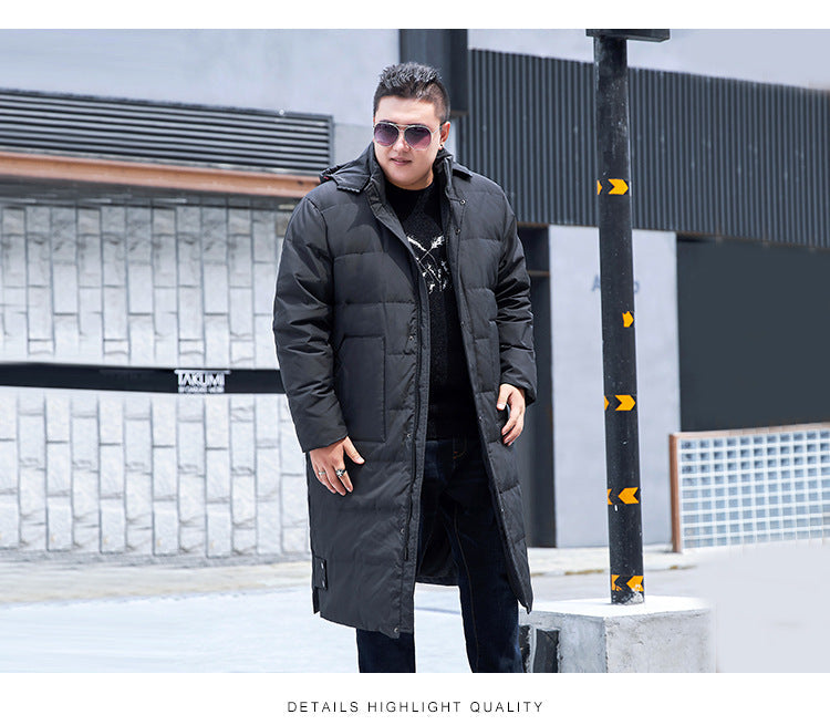 Plus Size Men’s Down Hood Long Length Winter Jacket