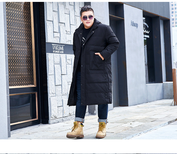 Plus Size Men’s Down Hood Long Length Winter Jacket