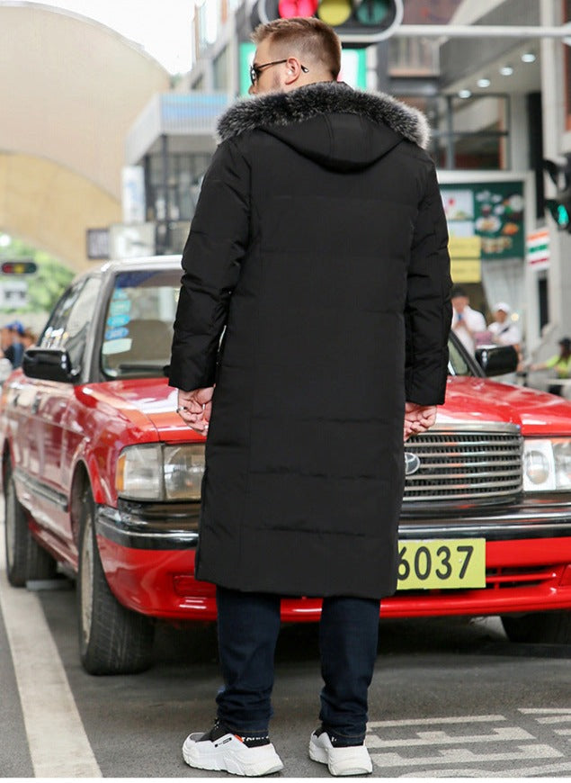 Plus Size Men’s Down Fur Hood Long Length Winter Jacket