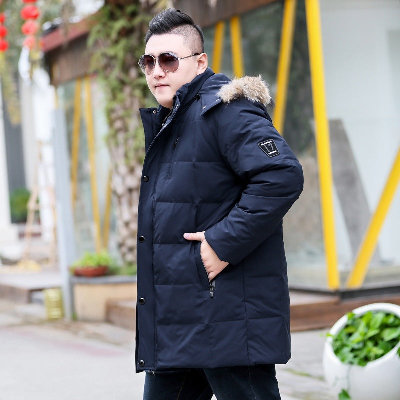 Plus Size Men’s Down Fur Hood Winter Jacket
