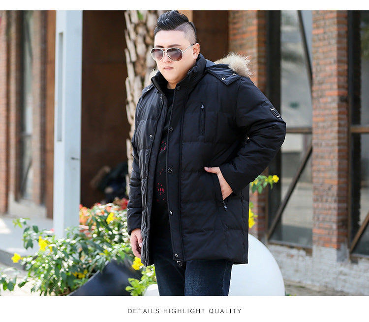 Plus Size Men’s Down Fur Hood Winter Jacket