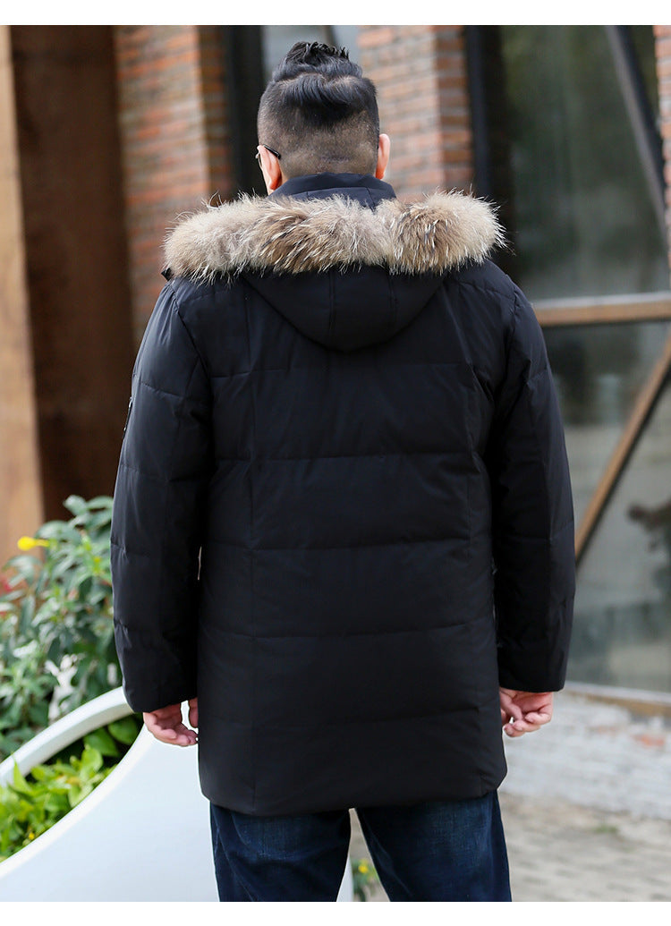 Plus Size Men’s Down Fur Hood Winter Jacket
