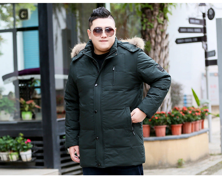 Plus Size Men’s Down Fur Hood Winter Jacket