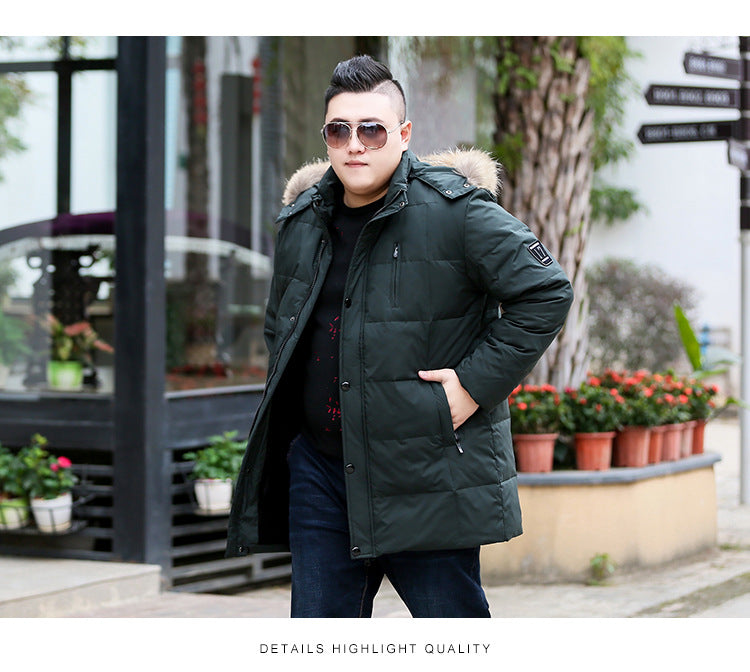 Plus Size Men’s Down Fur Hood Winter Jacket