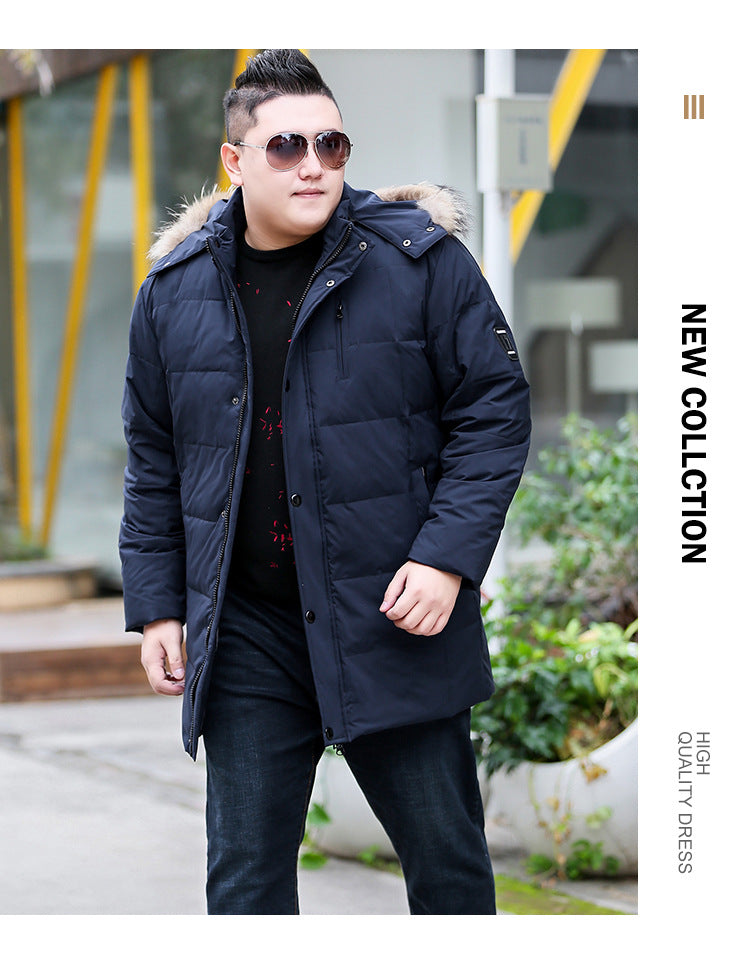 Plus Size Men’s Down Fur Hood Winter Jacket