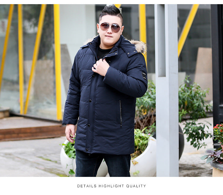 Plus Size Men’s Down Fur Hood Winter Jacket