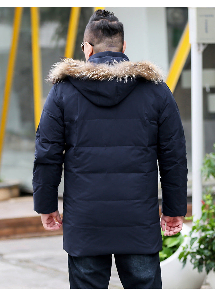 Plus Size Men’s Down Fur Hood Winter Jacket