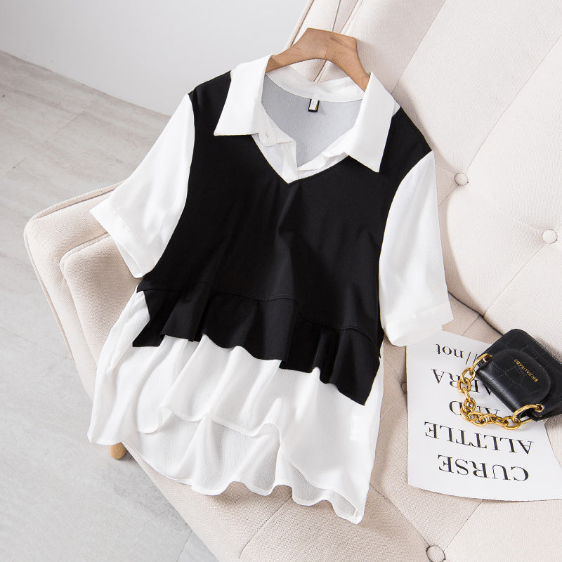 Plus Size Mock 2 Piece Shirt Blouse