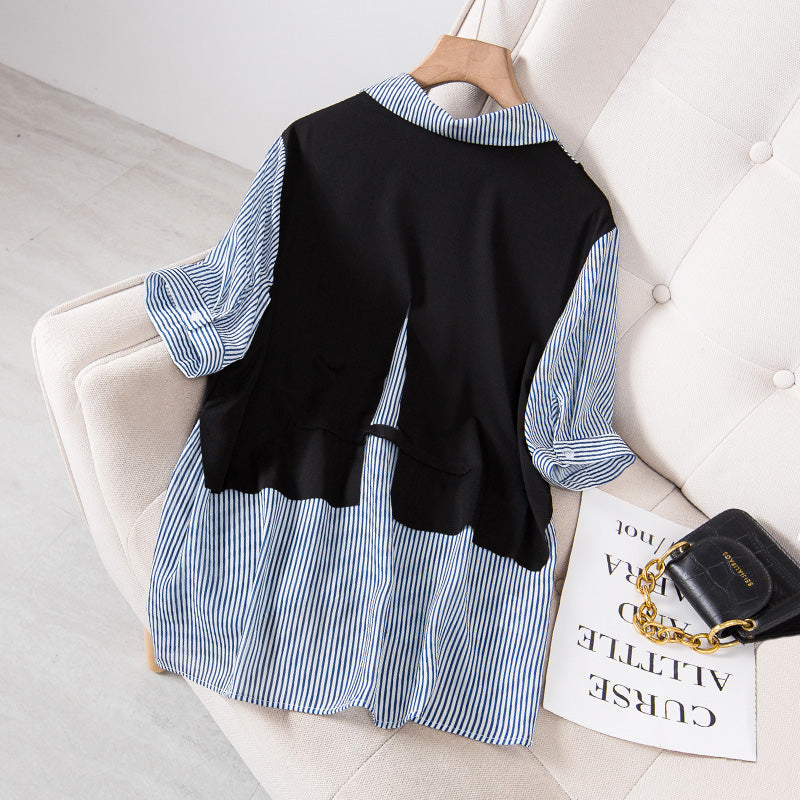 Plus Size Mock 2 Piece Shirt Blouse