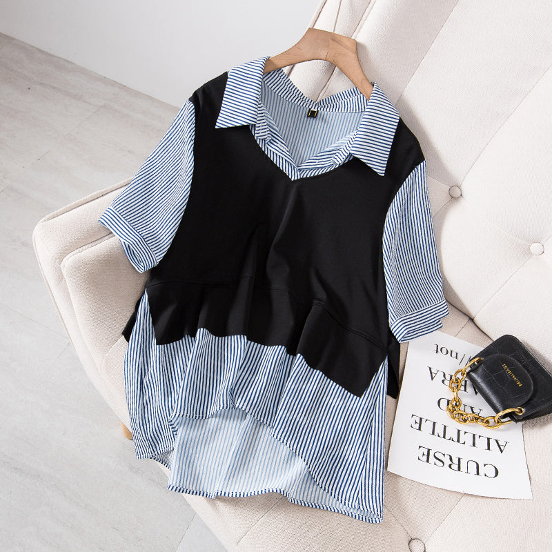 Plus Size Mock 2 Piece Shirt Blouse