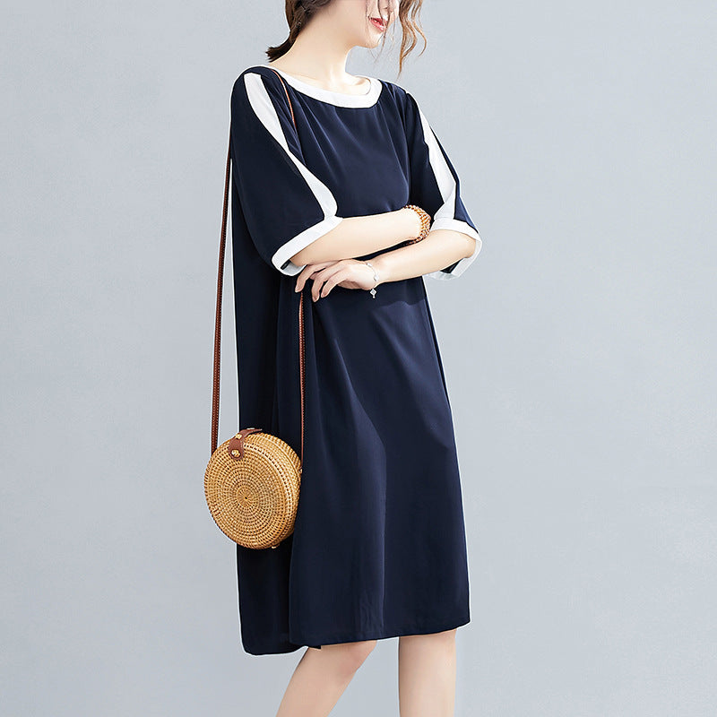 Plus Size Navy Colour Block Shift Dress (EXTRA BIG SIZE)