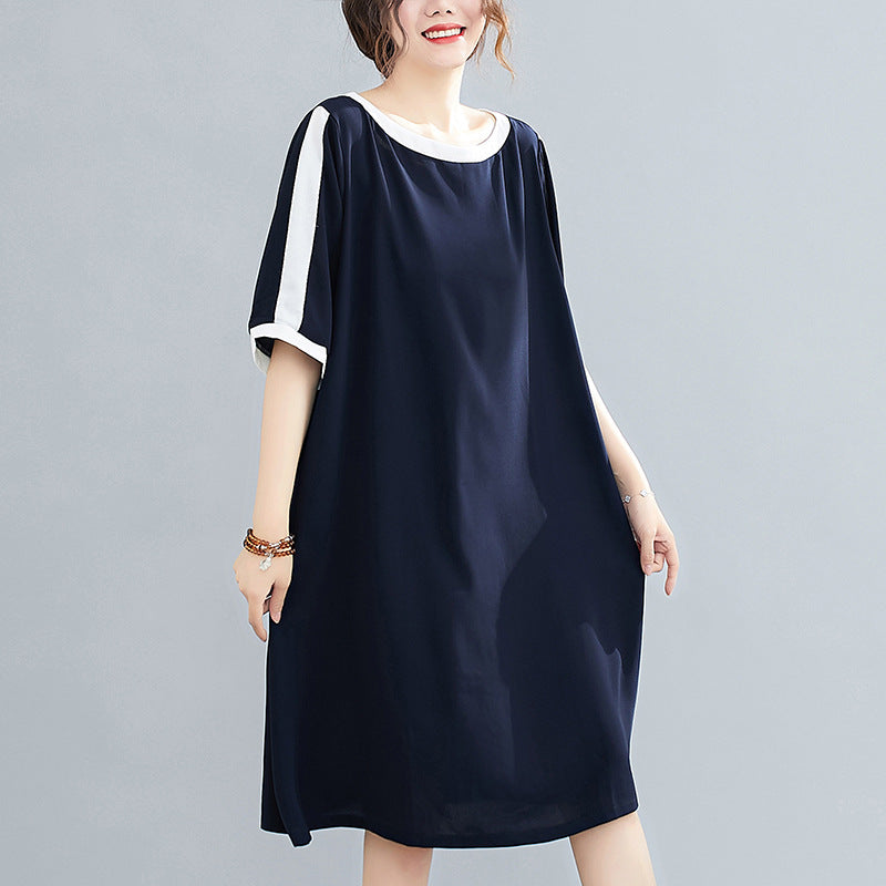 Plus Size Navy Colour Block Shift Dress (EXTRA BIG SIZE)