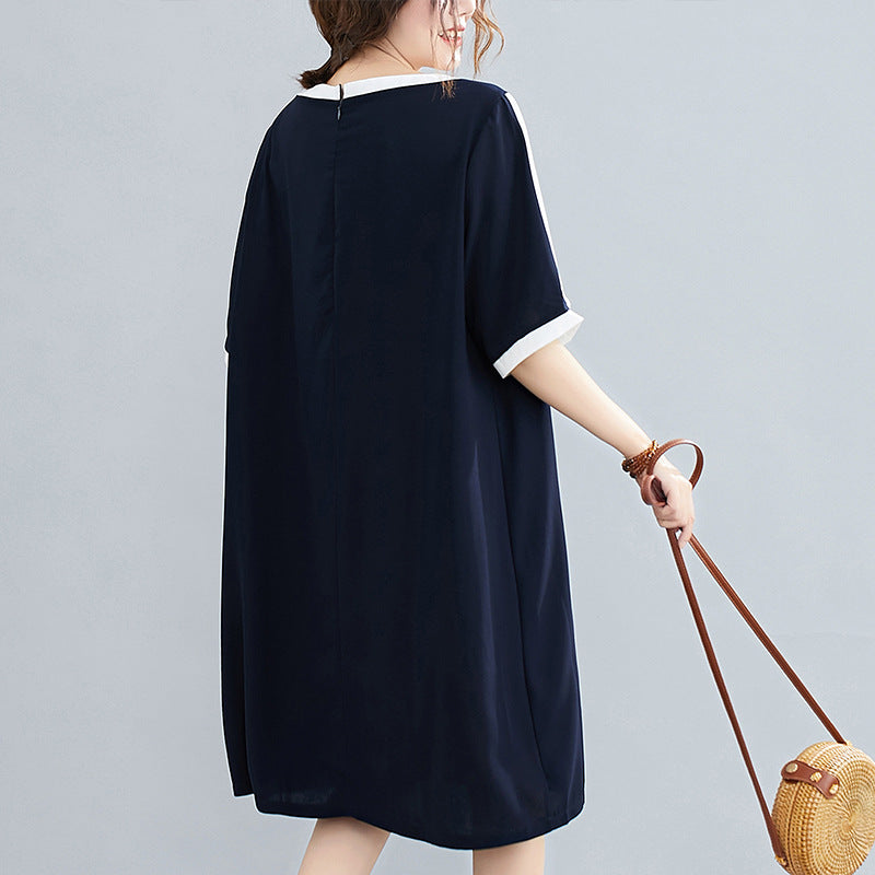 Plus Size Navy Colour Block Shift Dress (EXTRA BIG SIZE)