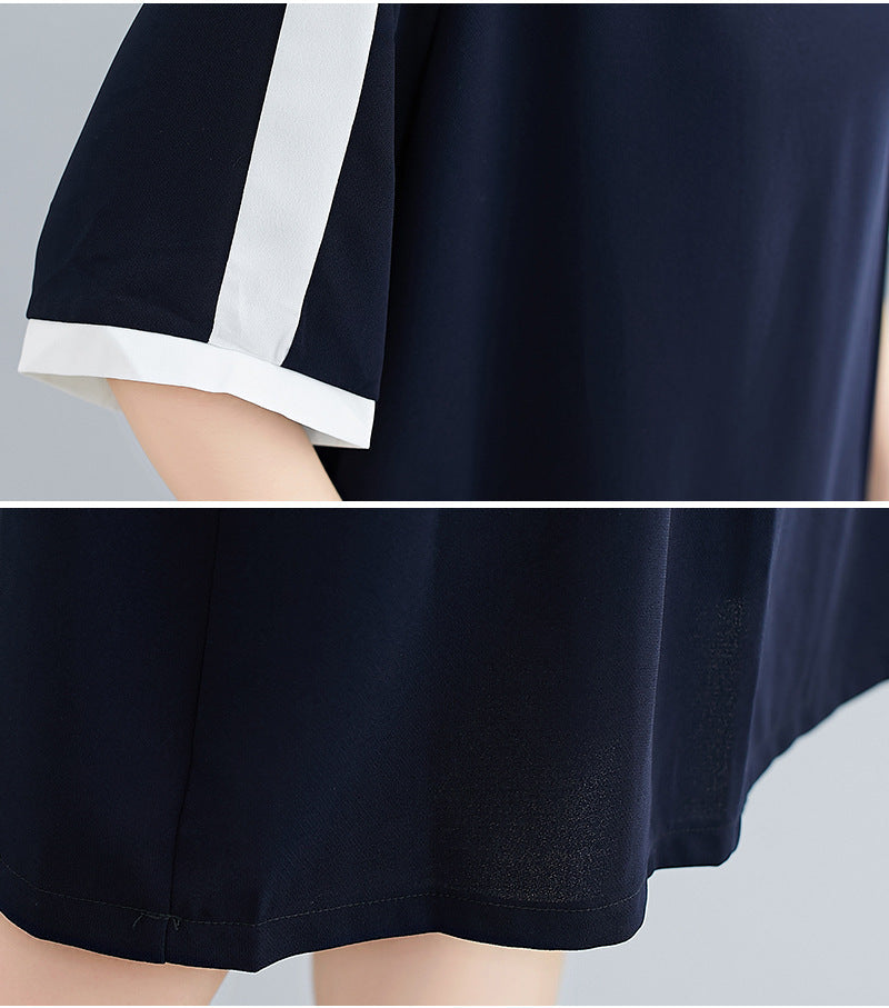 Plus Size Navy Colour Block Shift Dress (EXTRA BIG SIZE)