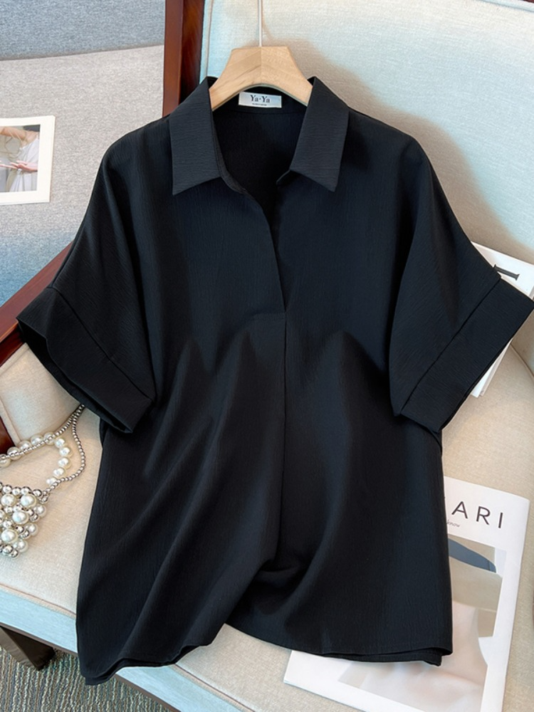 Plus Size Notch Neck Shirt Blouse
