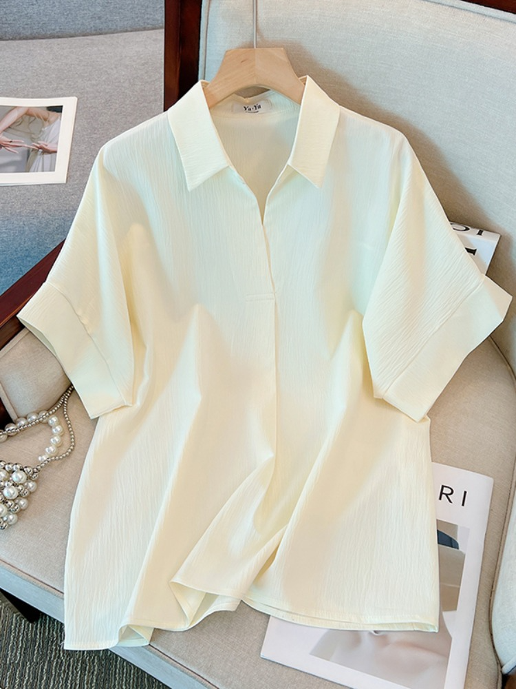 Plus Size Notch Neck Shirt Blouse