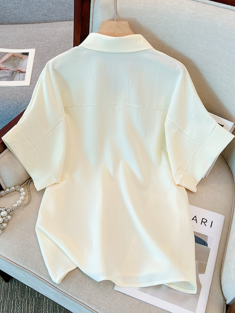 Plus Size Notch Neck Shirt Blouse