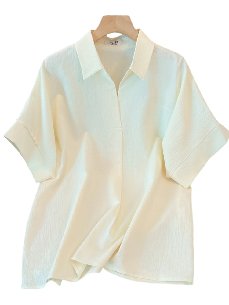 Plus Size Notch Neck Shirt Blouse