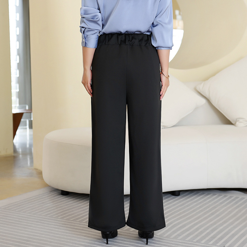 Plus Size Office Black Straight Leg Trousers (Extra Big Size)