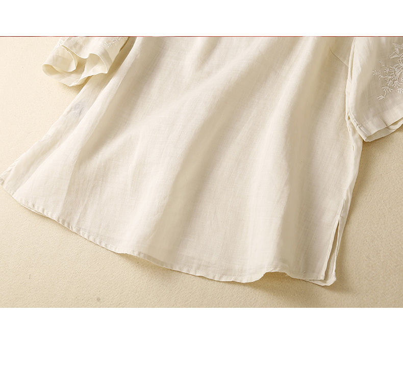 Plus Size Oriental Embroidery Blouse
