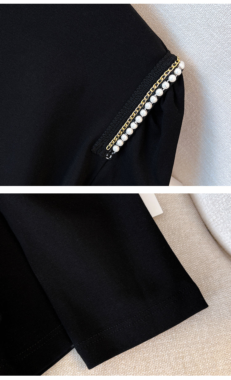 Plus Size Pearl High Neck Long Sleeve Top