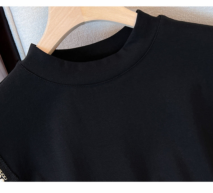 Plus Size Pearl High Neck Long Sleeve Top