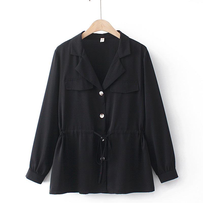 Plus Size Peplum Long Sleeve Shirt Blouse (EXTRA BIG SIZE)
