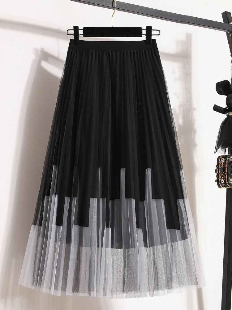 Plus Size Piano Keys Look Tulle Midi Skirt
