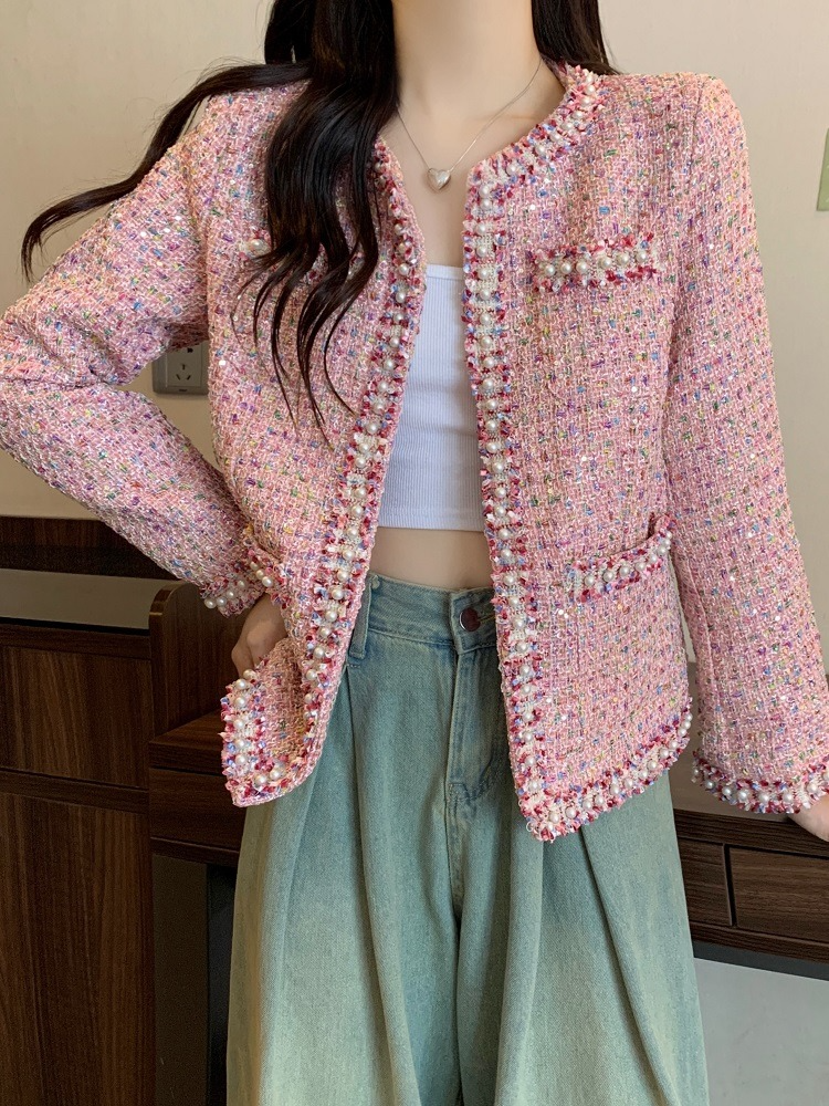 Plus Size Pink Tweed Jacket