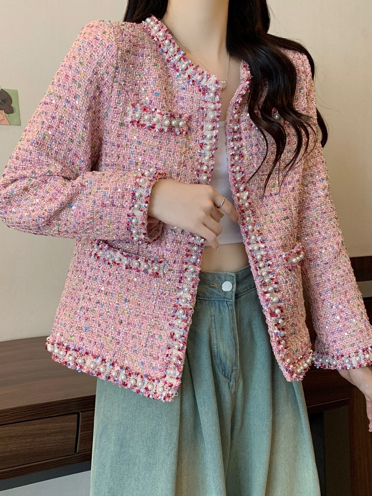 Plus Size Pink Tweed Jacket