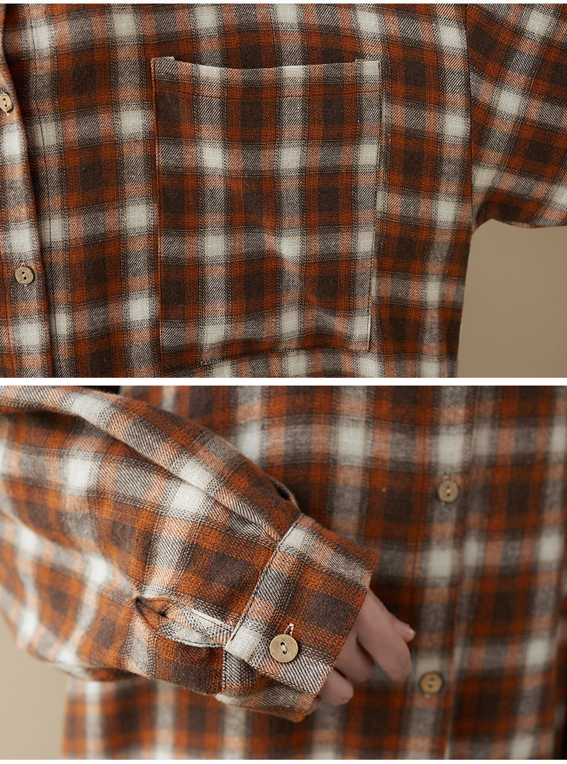 Plus Size Plaid Curve Hem Shirt Dress