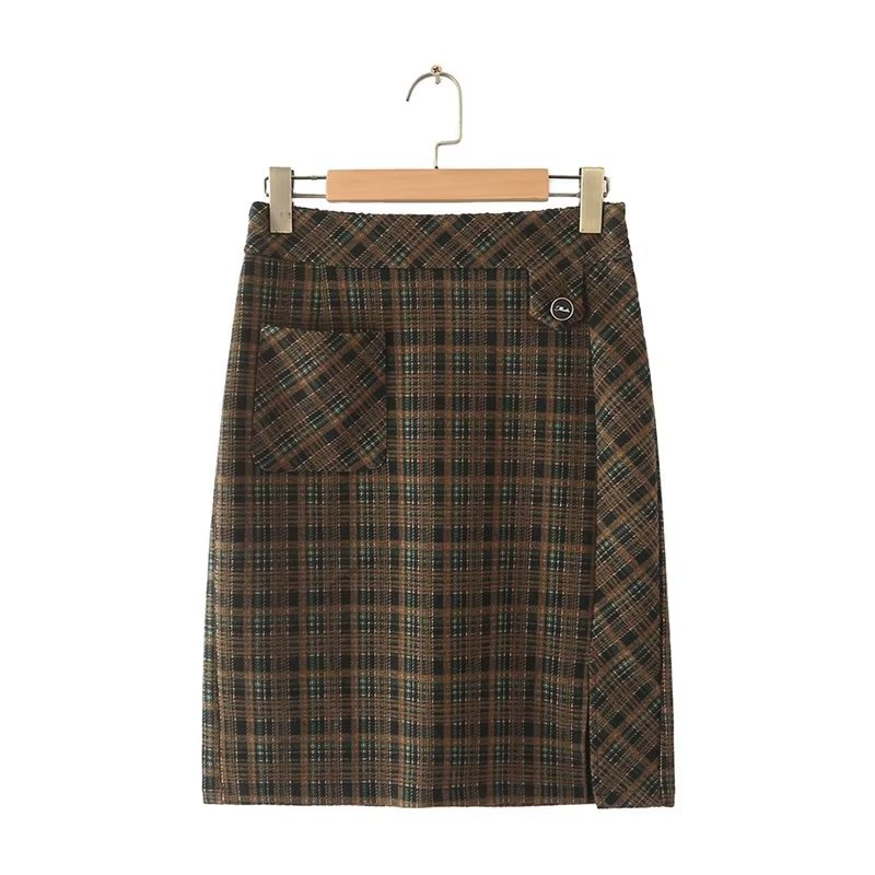 Plus Size Plaid Formal Office Pencil Skirt (Extra Big Size)