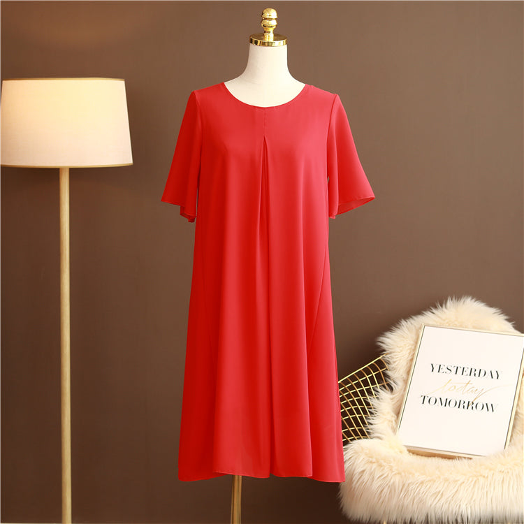 Plus Size Pleat Chiffon Dress