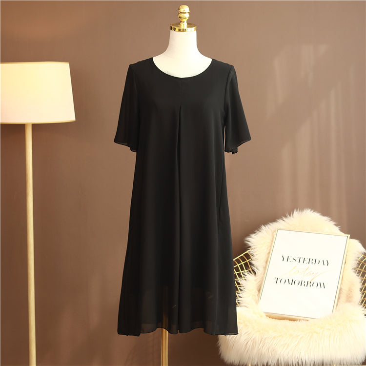 Plus Size Pleat Chiffon Dress