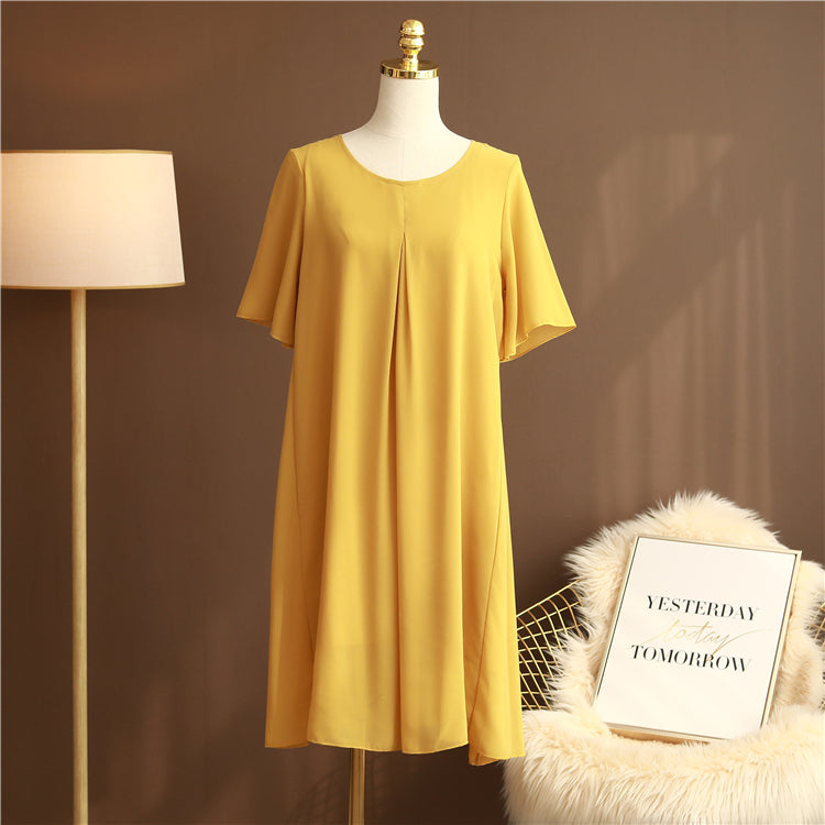 Plus Size Pleat Chiffon Dress