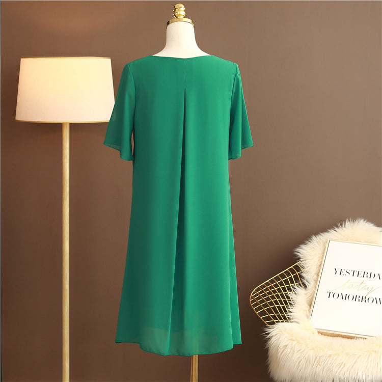 Plus Size Pleat Chiffon Dress