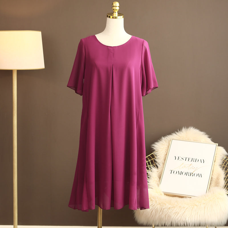 Plus Size Pleat Chiffon Dress