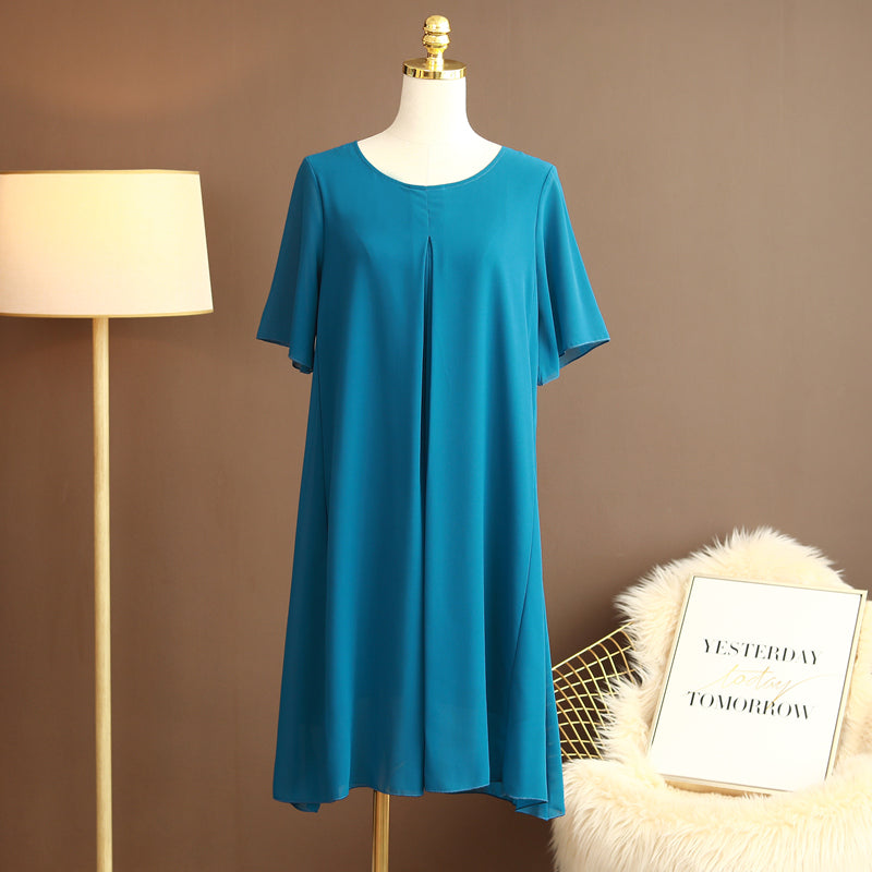 Plus Size Pleat Chiffon Dress