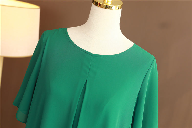 Plus Size Pleat Chiffon Dress