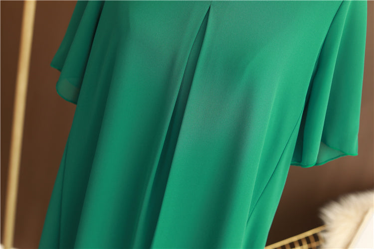Plus Size Pleat Chiffon Dress