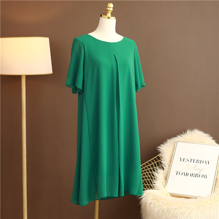 Plus Size Pleat Chiffon Dress