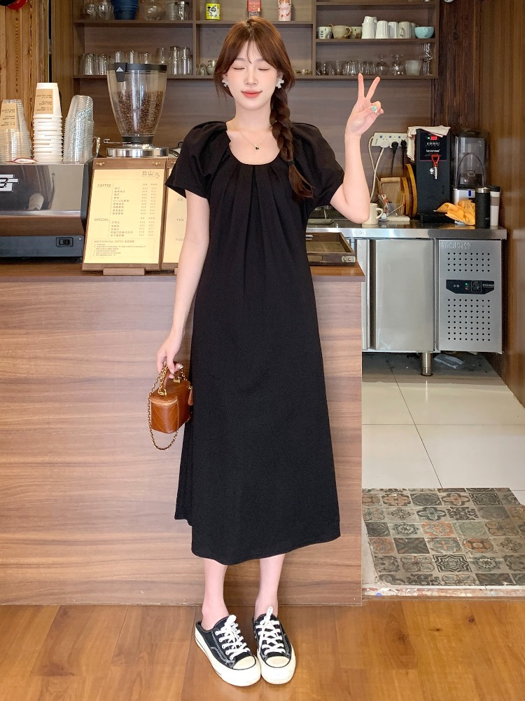 Plus Size Pleat Korean Midi Dress