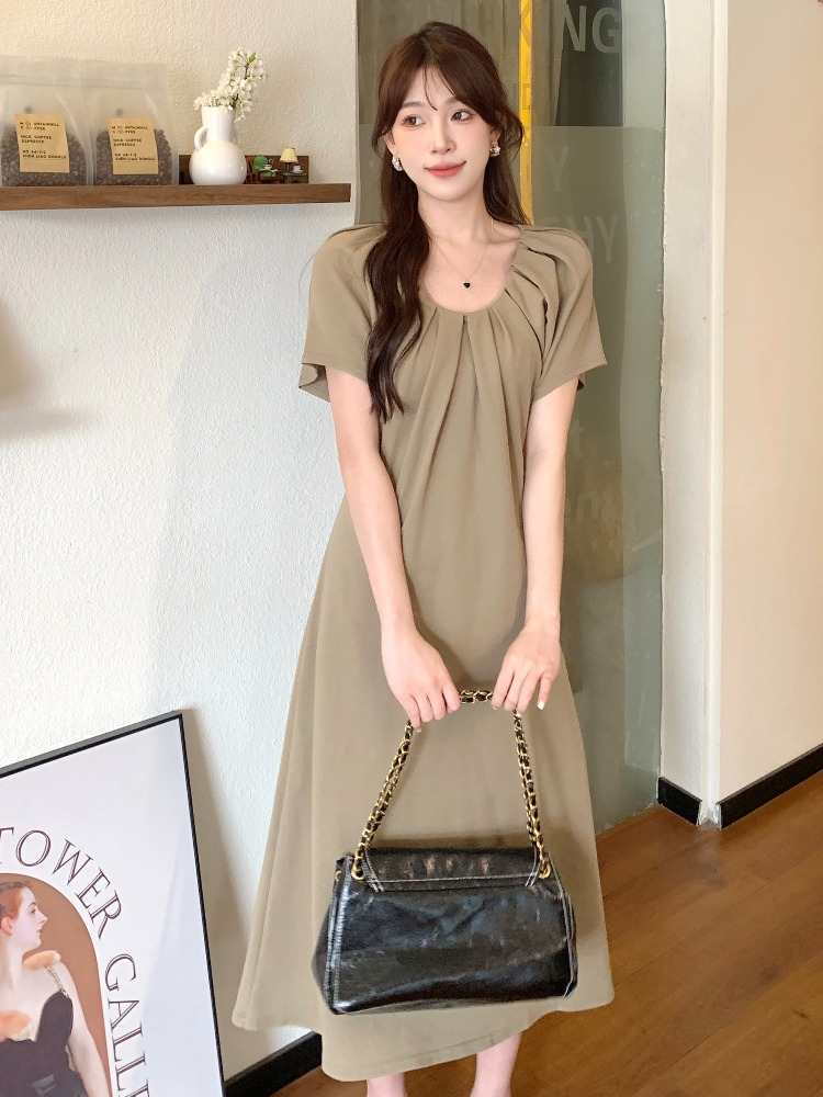 Plus Size Pleat Korean Midi Dress