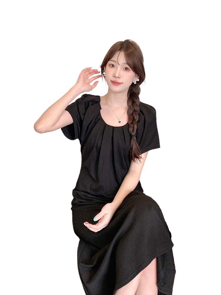 Plus Size Pleat Korean Midi Dress